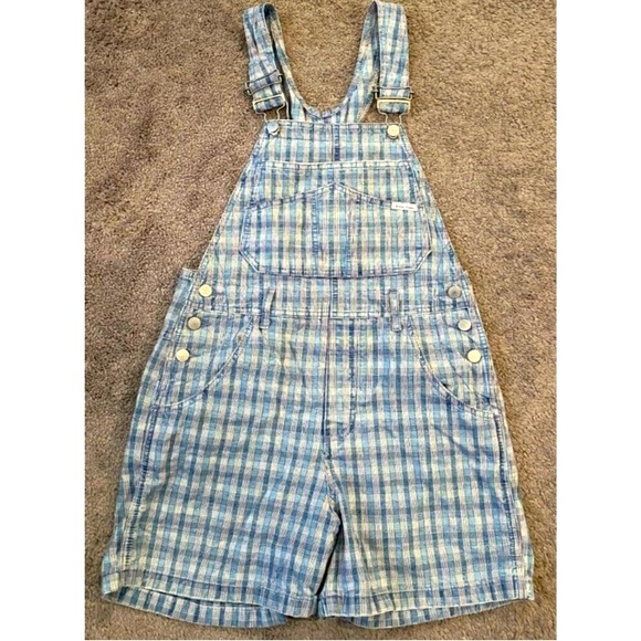 Vintage 90s Guess U.S.A. Plaid Overall Shortalls Romper Jumpsuit S - Picture 4 of 16